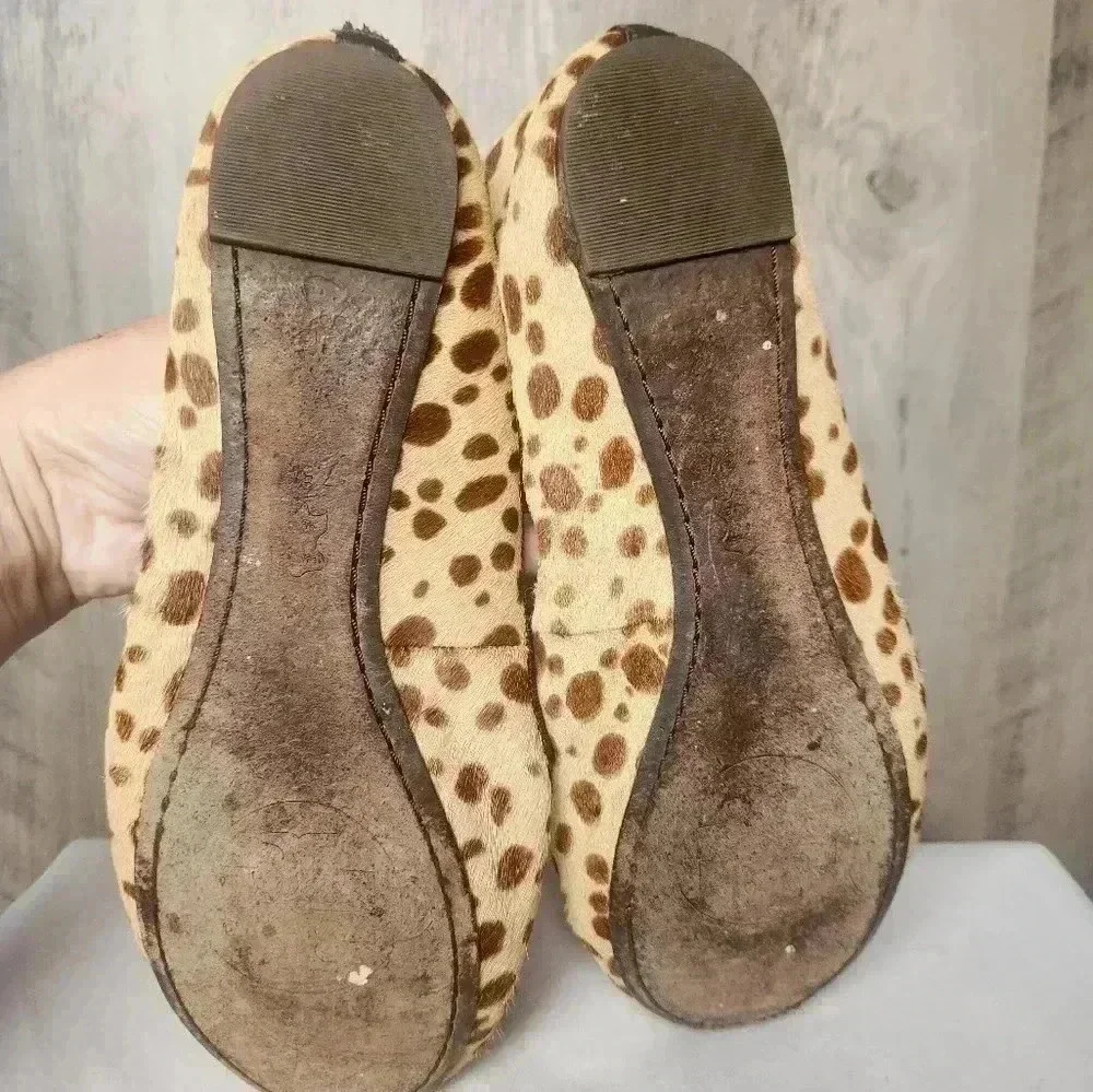 Tory Burch Cheetah Printed Balerina Pump Flats Size 7.5 M Women's